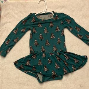 Posh Peanut Teal Dress with Tree Pattern